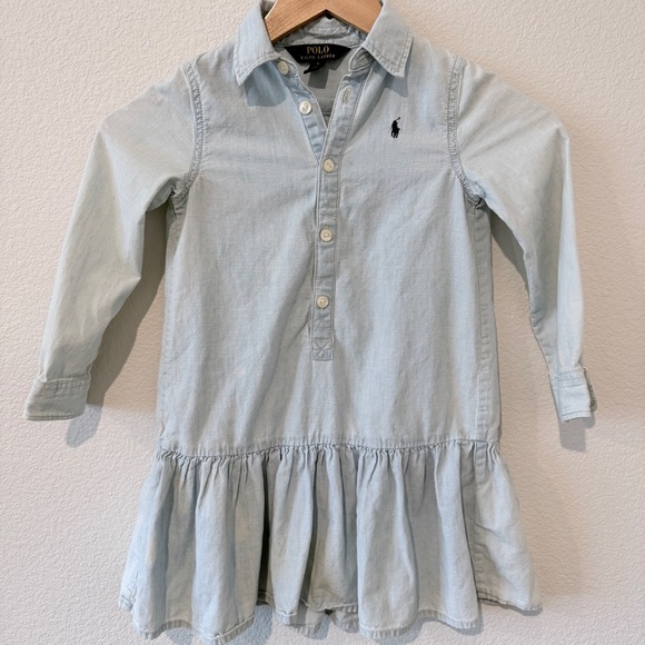 Polo Ralph Lauren Other - Polo Ralph Lauren Girls Chambray Drop Waist Dress Sz 5 | Quiet Luxury Coastal